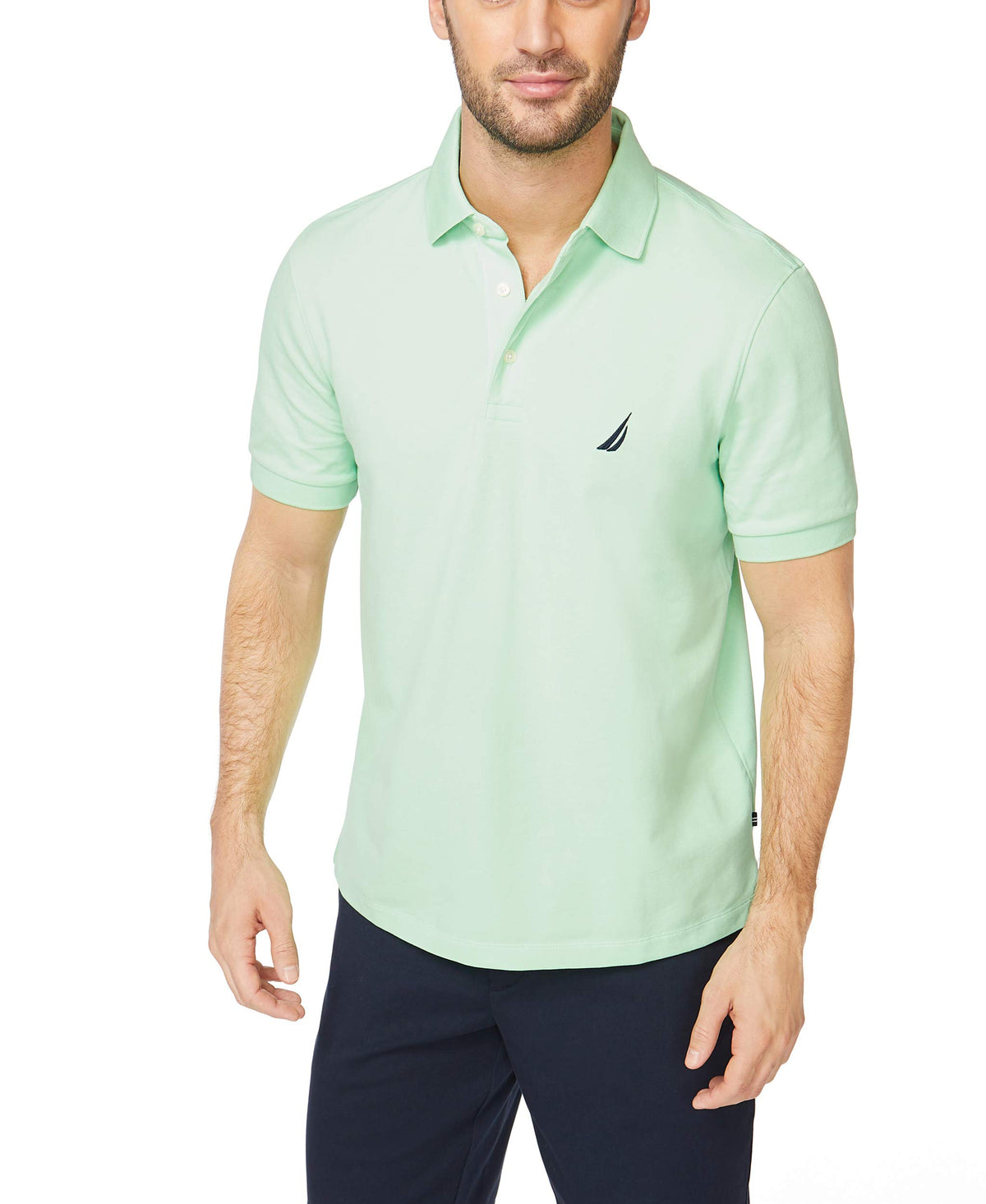 Nautica Men's Short Sleeve Solid Stretch Cotton Pique Polo Shirt