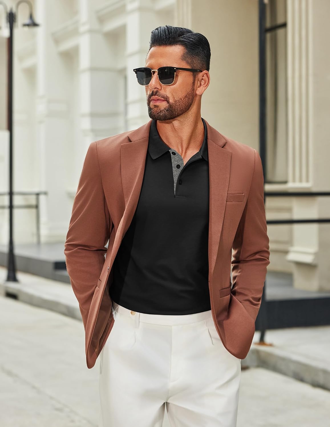 COOFANDY Mens Long Sleeve Polo Shirts Cotton Collared Shirts Casual Business Polo Classic Golf T Shirts