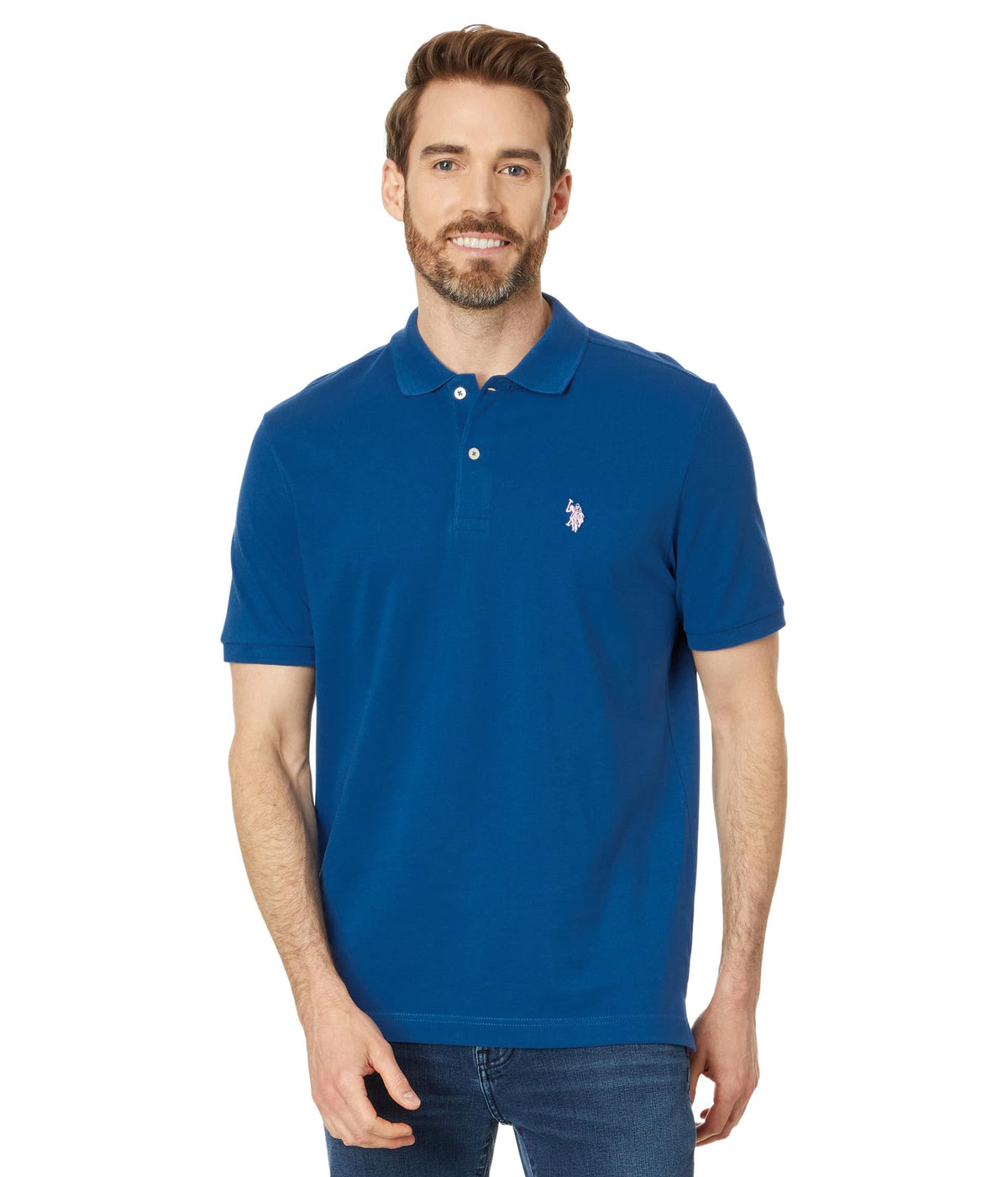 U.S. Polo Assn. Men's Classic Polo Shirt, Two-Button Closure Pique Polo Shirt, Summer Fashion Golf Shirt