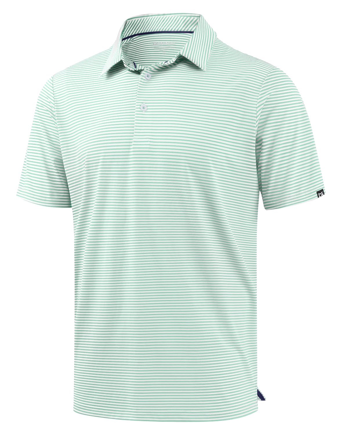 Mens Golf Shirt Dry Fit Performance Short Sleeve Striped Polo Shirts