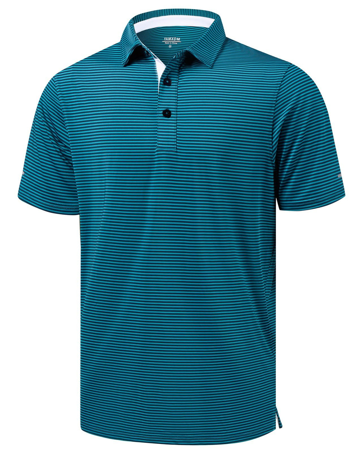 Golf Shirts for Men - Dry Fit Moisture Wicking Short Sleeve Performance Sport Casual Striped Collared Mens Polo Shirt