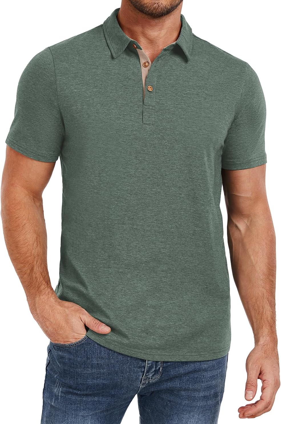 PEGENO Mens Polo Shirts Short Sleeve Casual Cotton Golf Shirts Performance Polo Shirts for Men