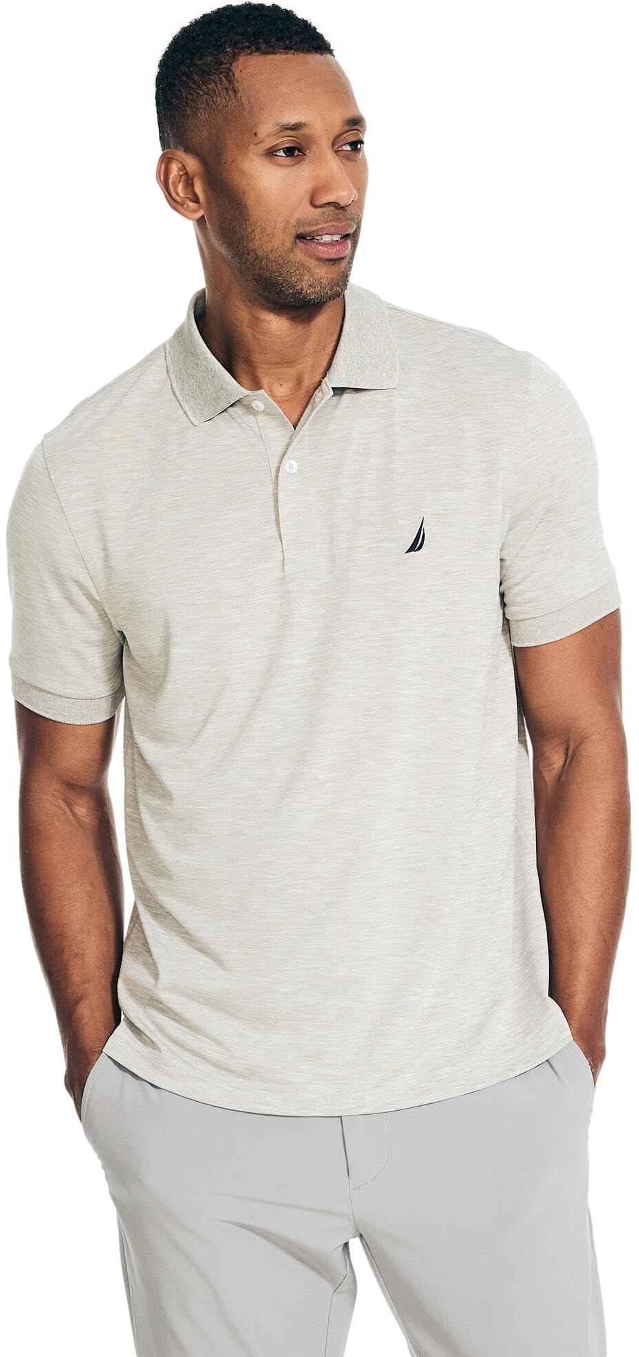 Nautica Men's Classic Short Sleeve Solid Performance Deck Polo Shirt