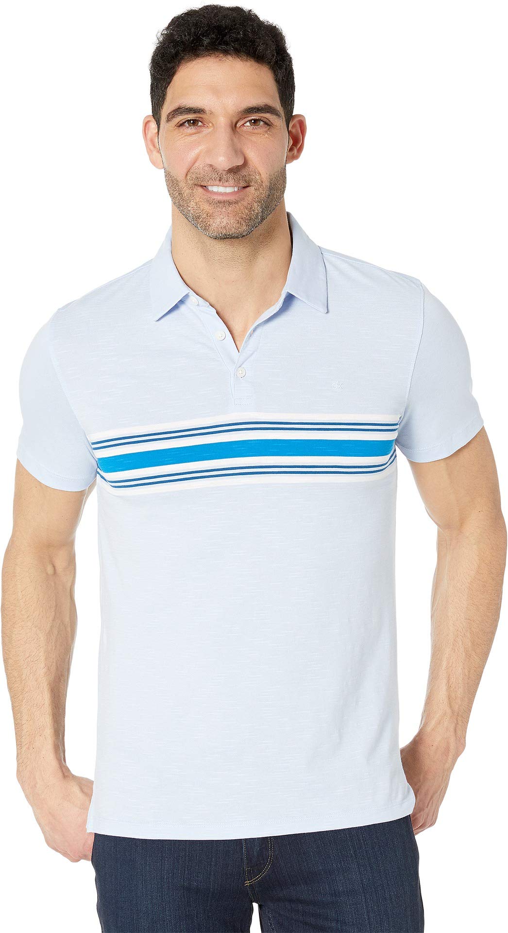 Calvin Klein Men's Liquid Touch Polo Stripe with UV Protection