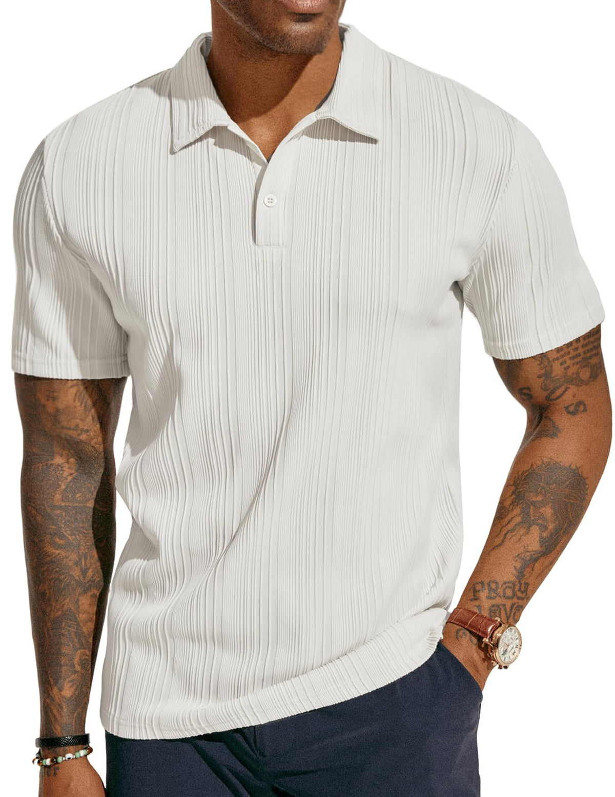 PJ PAUL JONES Mens Polo Shirts Short Sleeve Textured Knit Polos