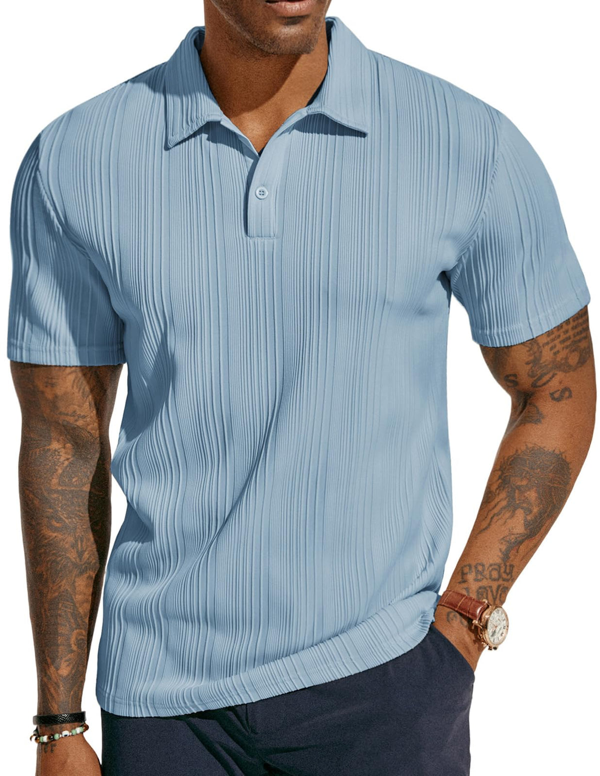 PJ PAUL JONES Mens Polo Shirts Short Sleeve Textured Knit Polos