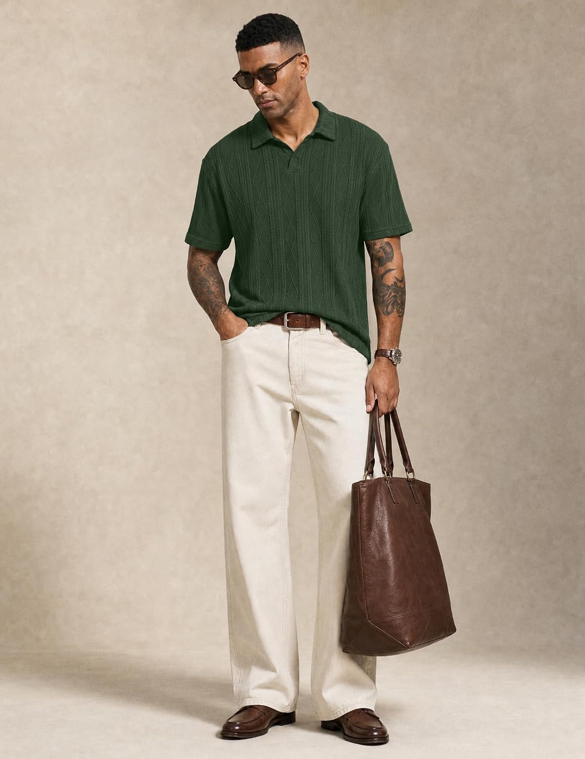 JMIERR Mens Polo Shirt Textured Knit Button Casual Short Sleeve Summer Vacation Beach Stretchy Golf Shirts