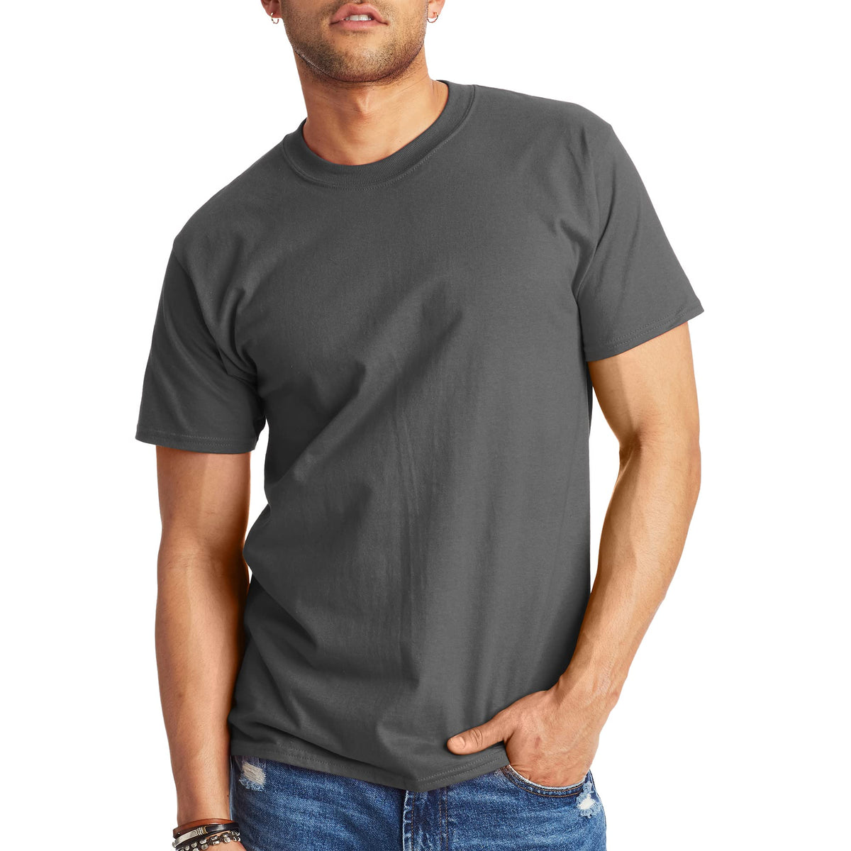 Hanes Men's Beefy-T T-Shirt, Heavyweight Cotton T-Shirts for Men, 1 or 2 Pack, Men's Tees (Tall