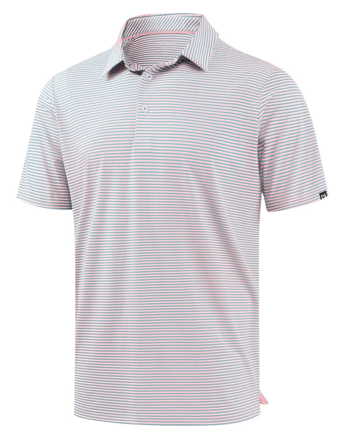 Mens Golf Shirt Dry Fit Performance Short Sleeve Striped Polo Shirts