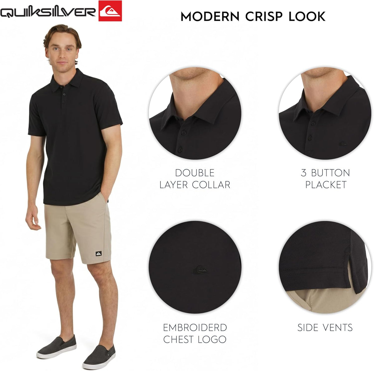 Quiksilver Men's Regular Fit Premium Soft Short Sleeve Oxford Polo Shirt