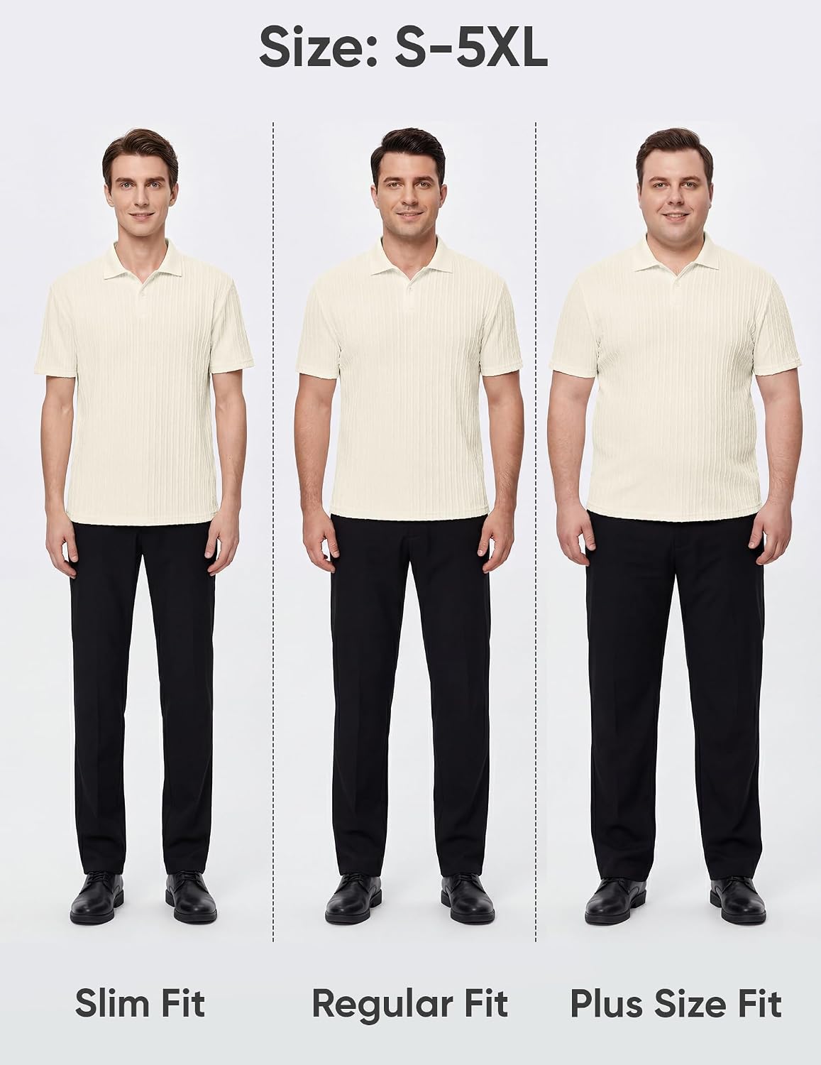 JMIERR Men's Textured Polo Shirt Short Sleeve