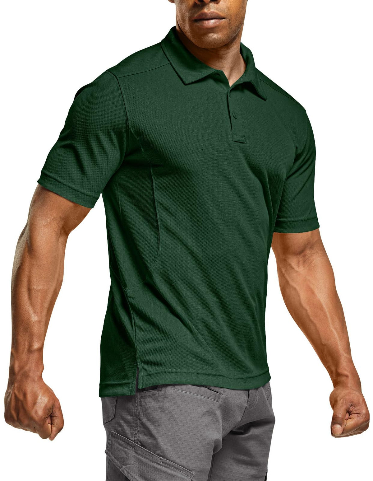 CQR Men's Quick Dry Tactical Polo Shirt, Lightweight Breathable Performance Polo, Short Sleeve UPF 50+ Outdoor Golf Shirt