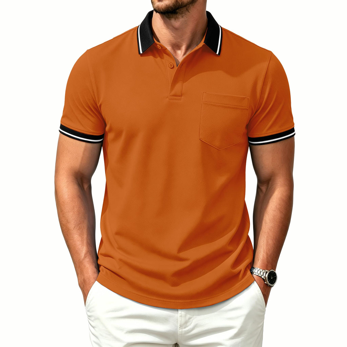 ZITY Mens Polo Shirts Short Sleeve Casual Collared Golf Shirts with Pocket