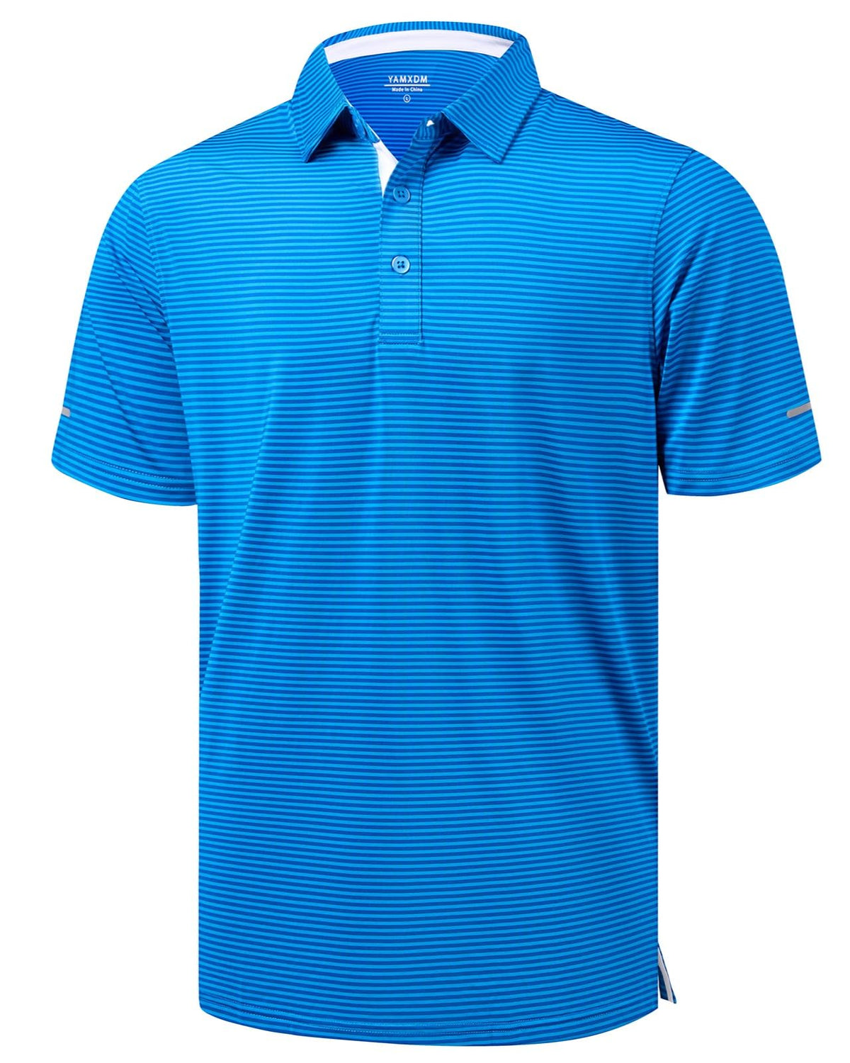 Golf Shirts for Men - Dry Fit Moisture Wicking Short Sleeve Performance Sport Casual Striped Collared Mens Polo Shirt