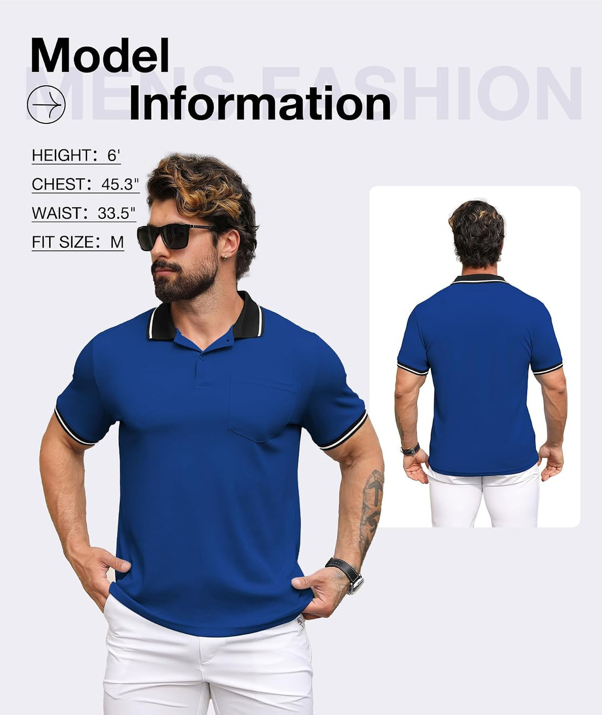 ZITY Mens Polo Shirts Short Sleeve Casual Collared Golf Shirts with Pocket