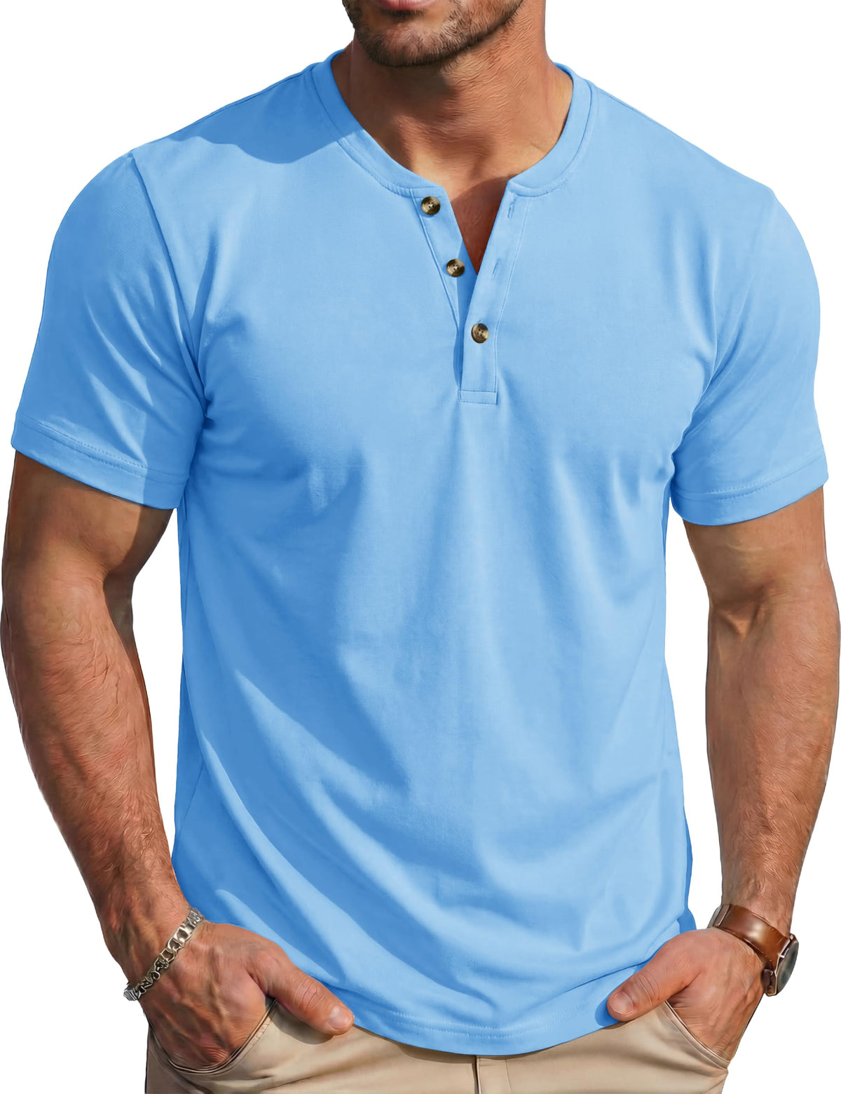 MAGCOMSEN Men's Henley Short Sleeve Shirt Moisture Wicking Lightweight Cotton T-Shirts Casual Summer Basic Tee Shirt