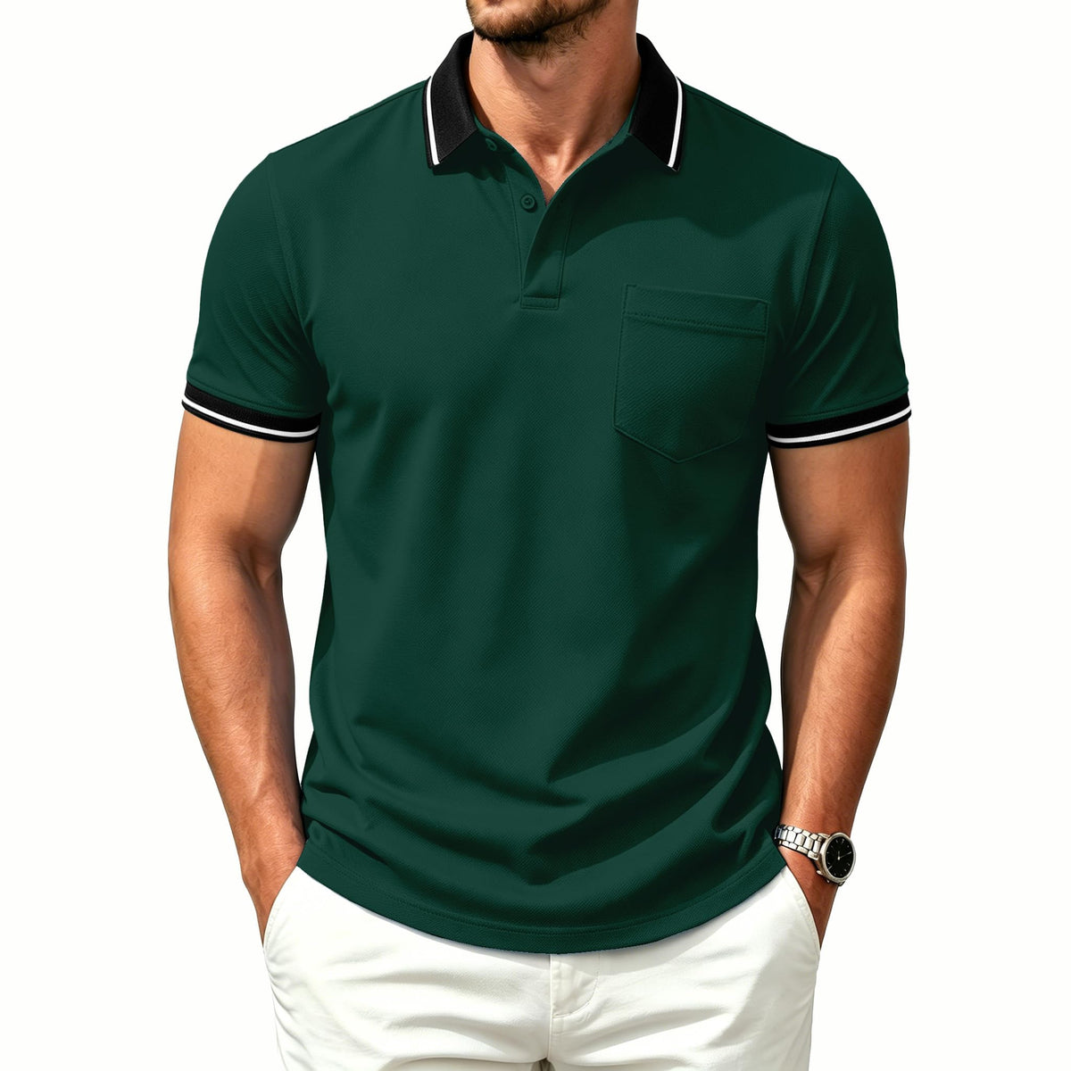 ZITY Mens Polo Shirts Short Sleeve Casual Collared Golf Shirts with Pocket