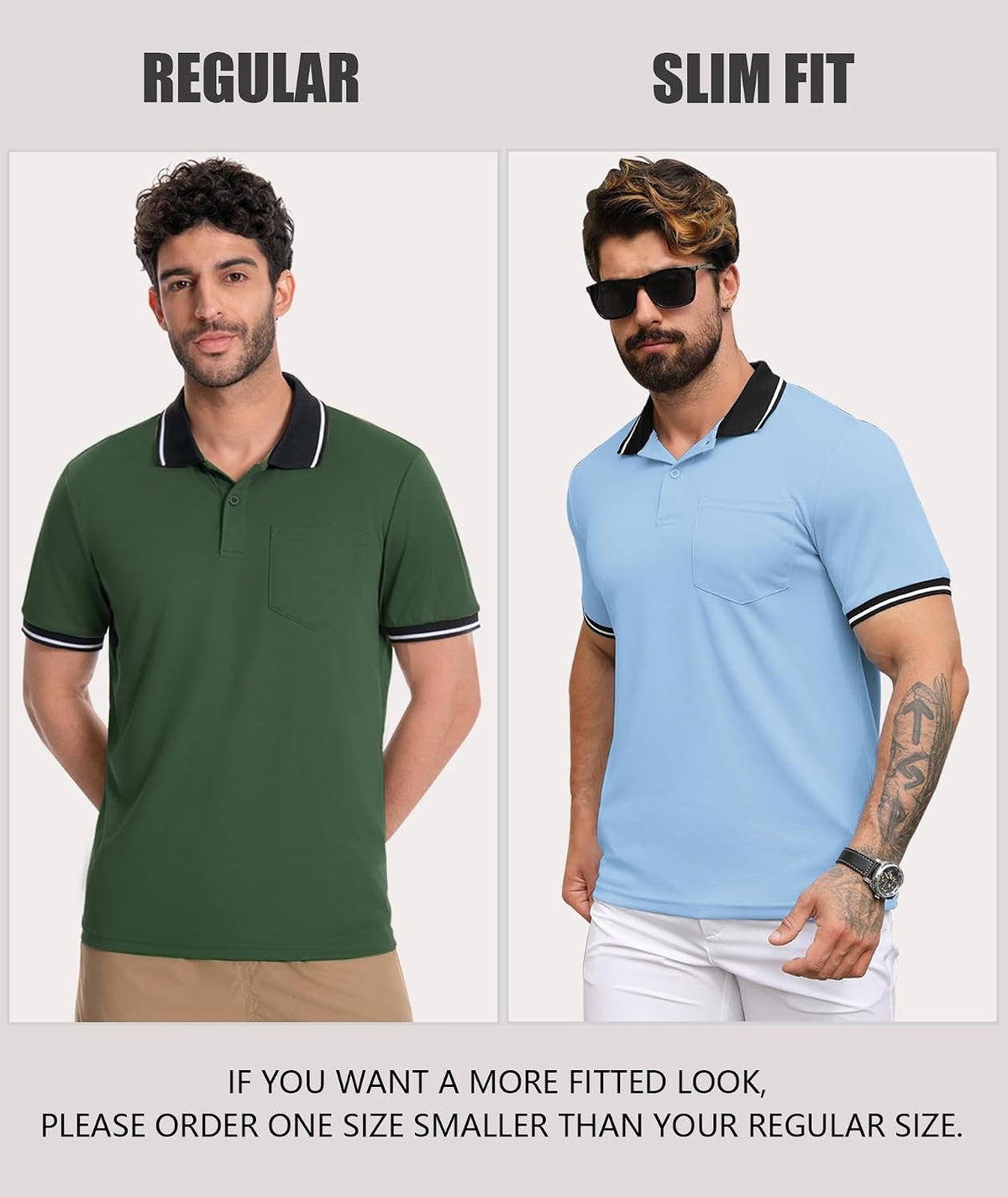 ZITY Mens Polo Shirts Short Sleeve Casual Collared Golf Shirts with Pocket
