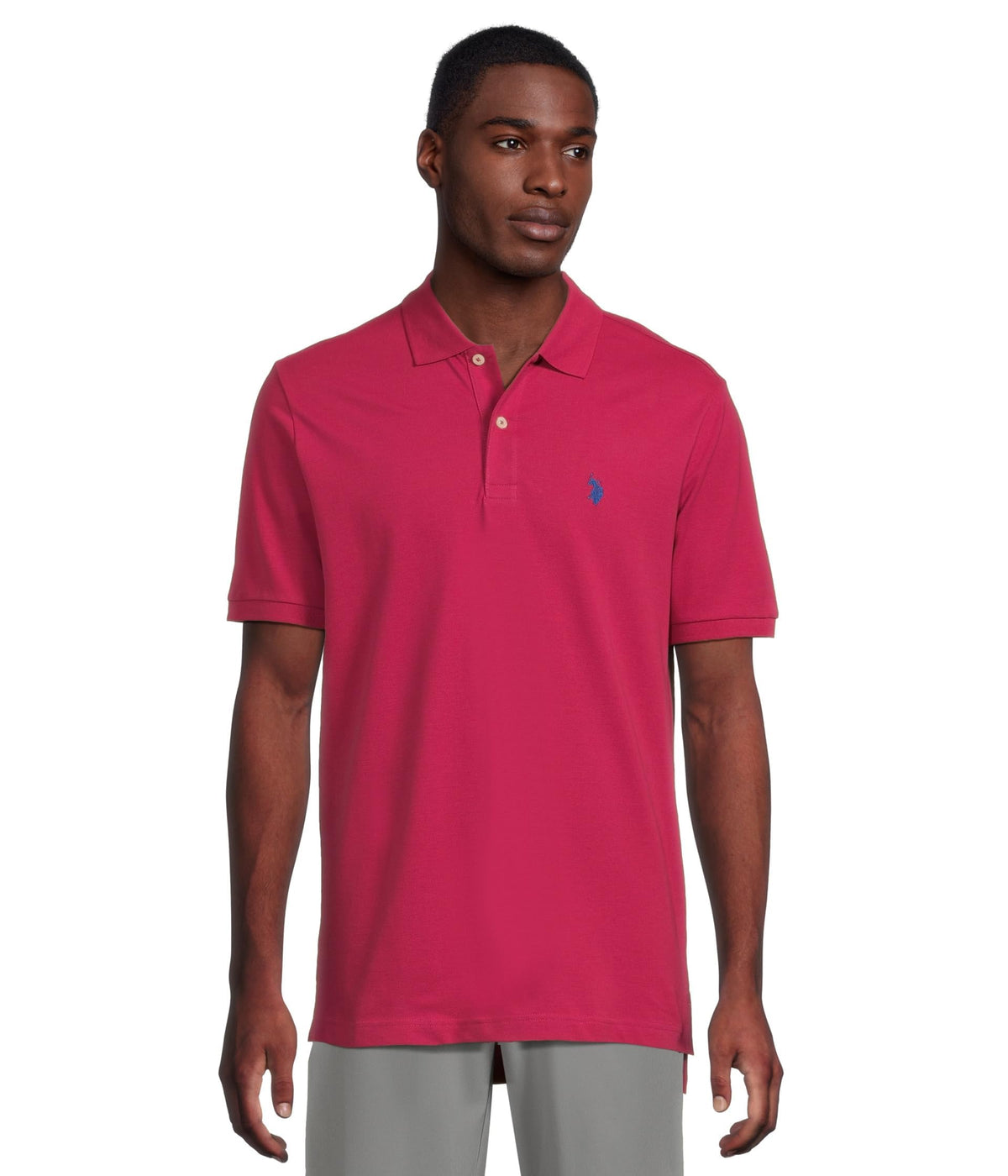 U.S. Polo Assn. Men's Classic Polo Shirt, Two-Button Closure Pique Polo Shirt, Summer Fashion Golf Shirt