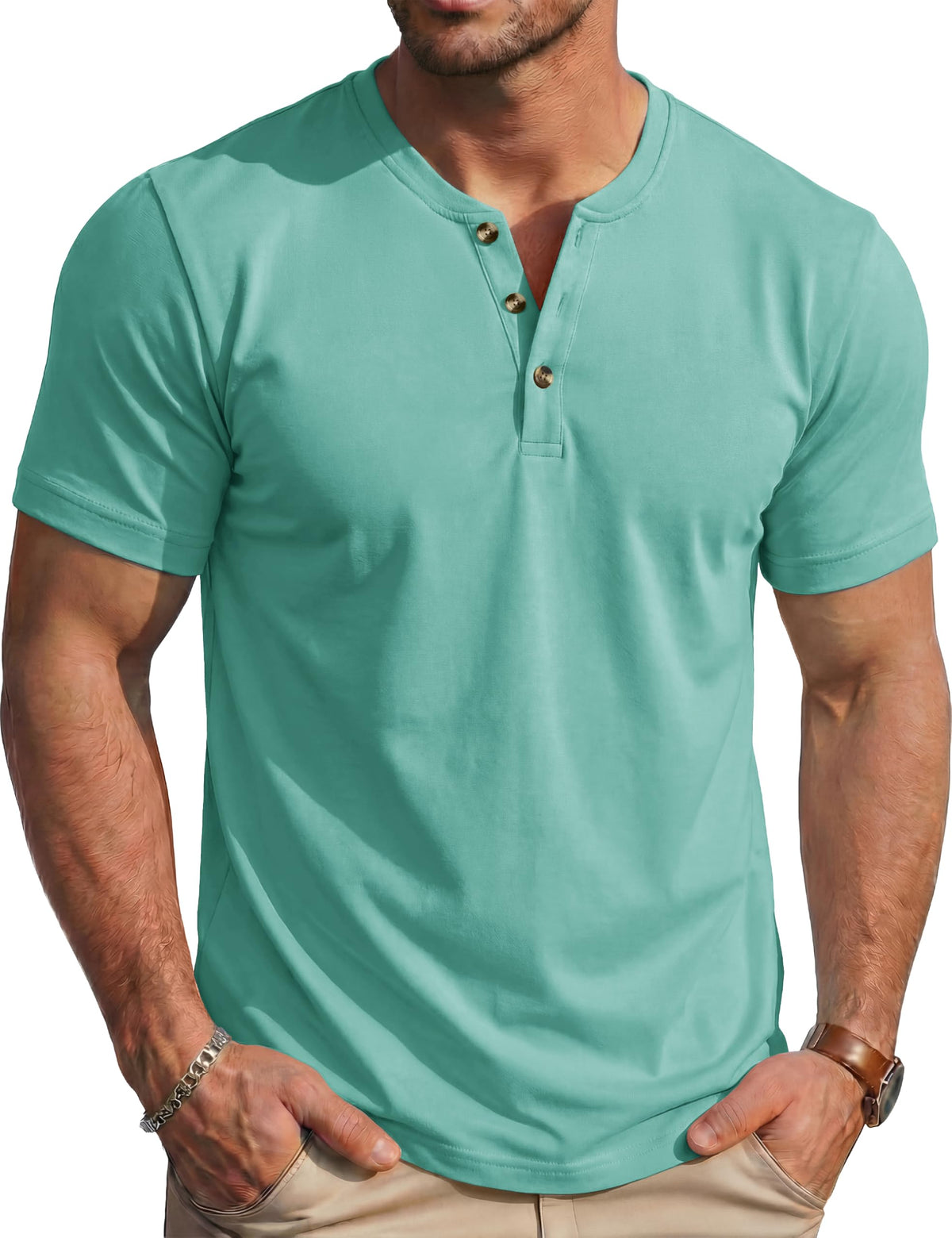 MAGCOMSEN Men's Henley Short Sleeve Shirt Moisture Wicking Lightweight Cotton T-Shirts Casual Summer Basic Tee Shirt