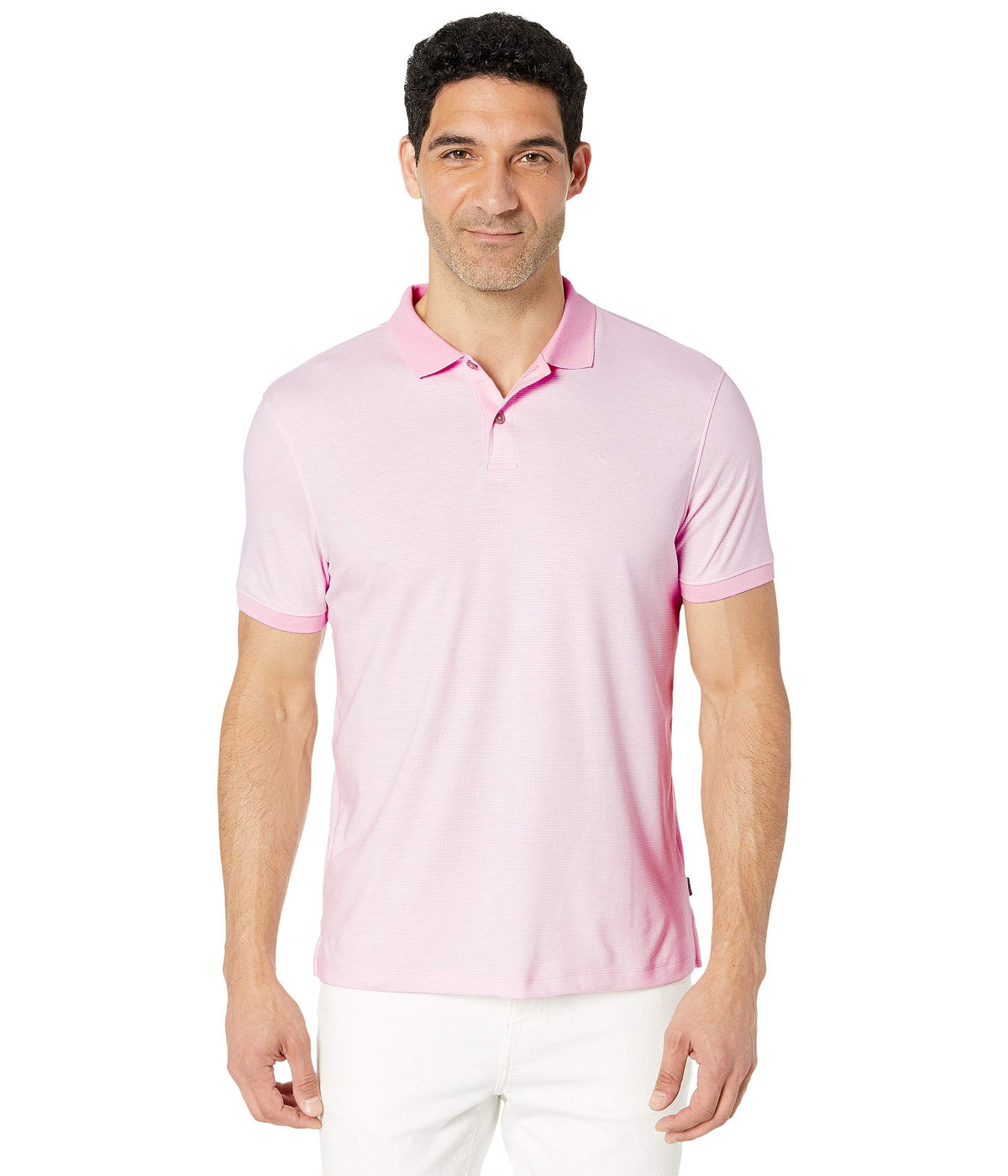Calvin Klein Men's Liquid Touch Polo Stripe with UV Protection