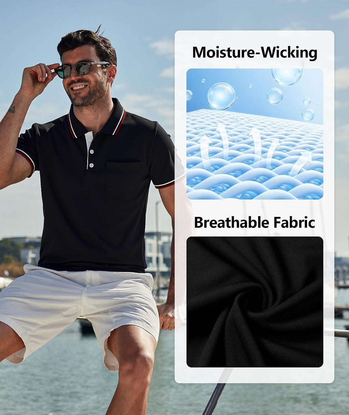 ZITY Men Polo Shirts Short Sleeve Athletic Golf Polos with Pocket