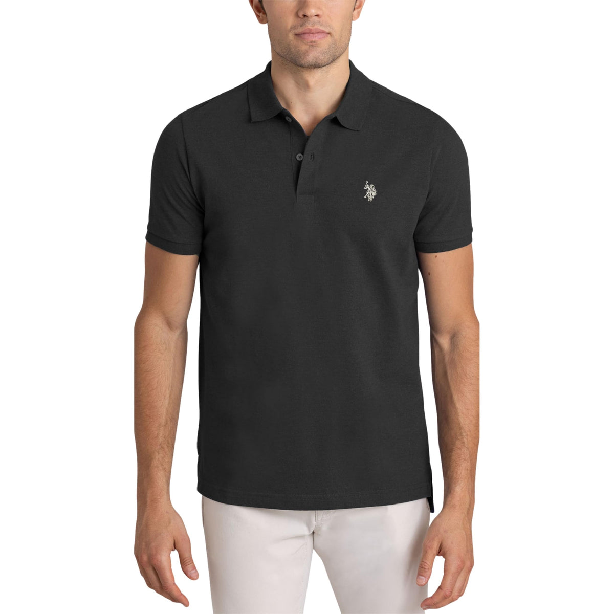 U.S. Polo Assn. Men's Classic Polo Shirt, Two-Button Closure Pique Polo Shirt, Summer Fashion Golf Shirt