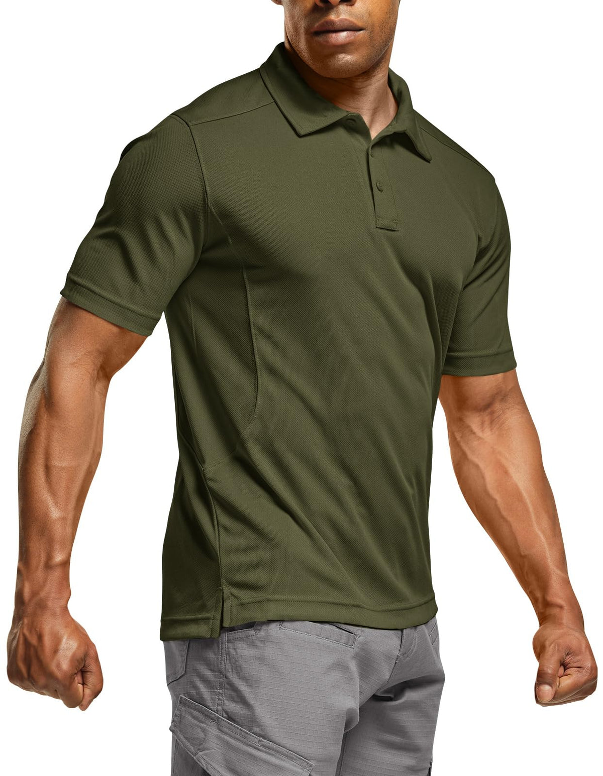 CQR Men's Quick Dry Tactical Polo Shirt, Lightweight Breathable Performance Polo, Short Sleeve UPF 50+ Outdoor Golf Shirt