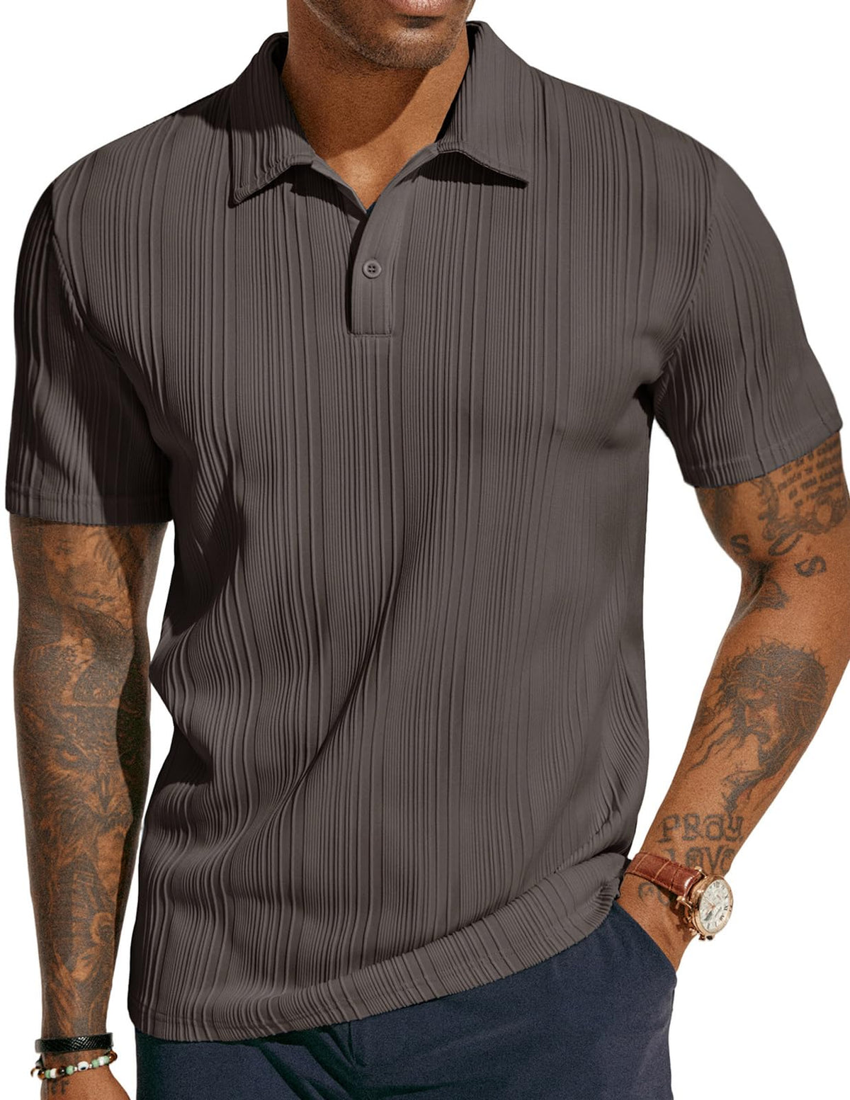 PJ PAUL JONES Mens Polo Shirts Short Sleeve Textured Knit Polos