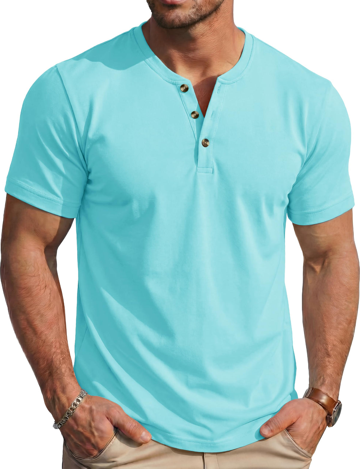 MAGCOMSEN Men's Henley Short Sleeve Shirt Moisture Wicking Lightweight Cotton T-Shirts Casual Summer Basic Tee Shirt