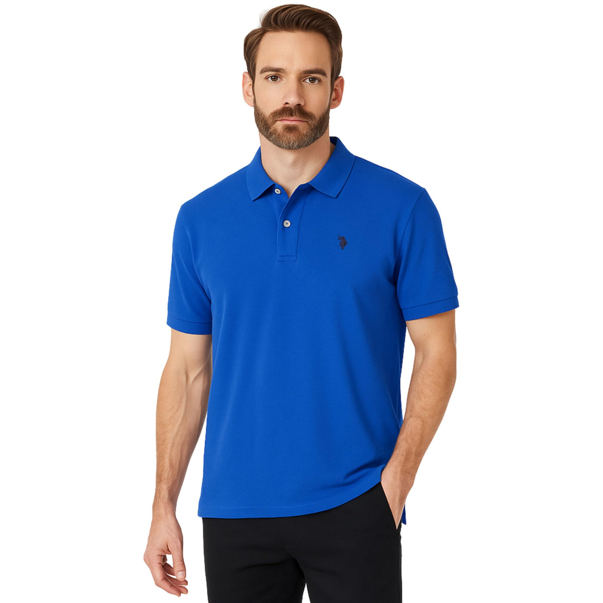 U.S. Polo Assn. Men's Classic Polo Shirt, Two-Button Closure Pique Polo Shirt, Summer Fashion Golf Shirt