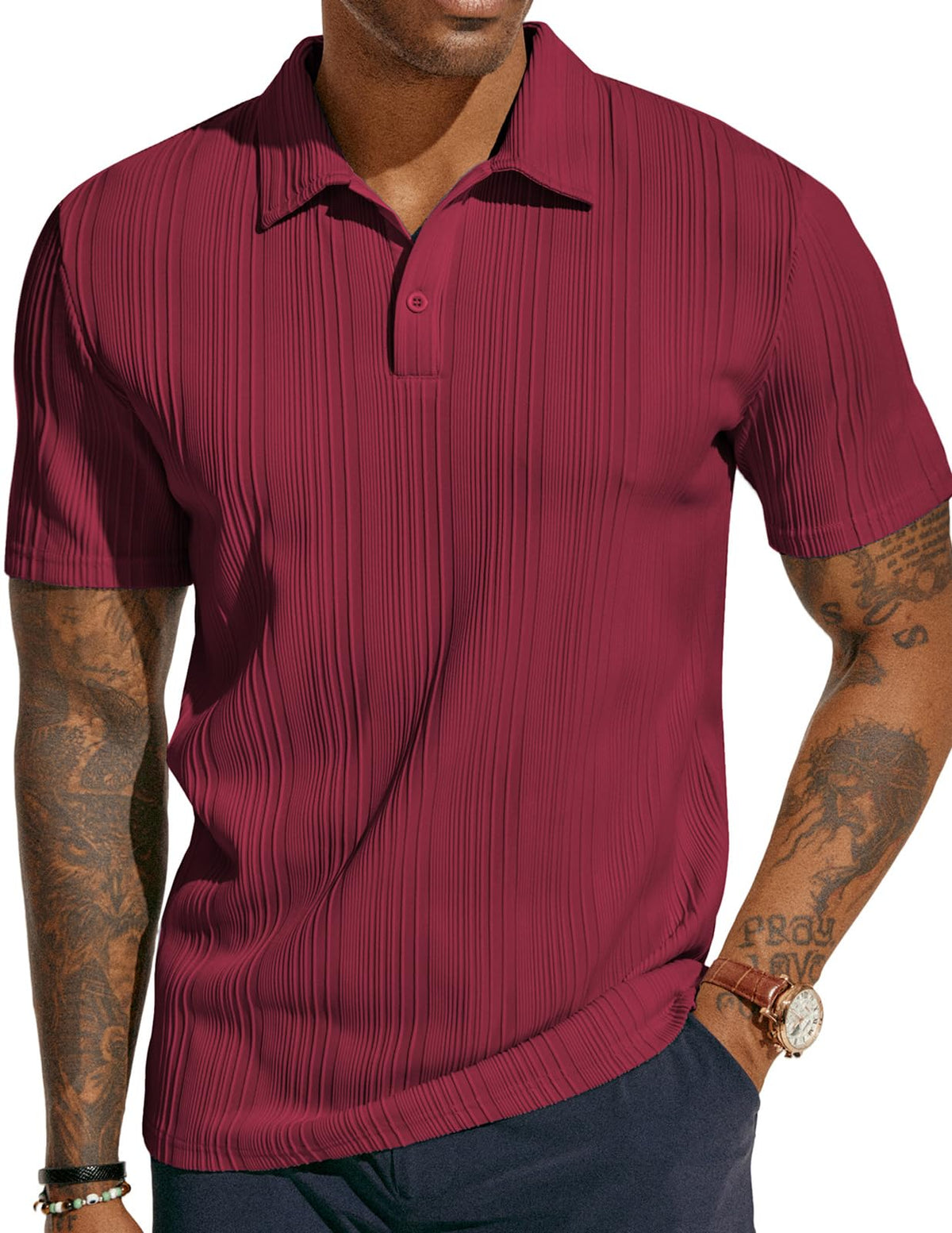 PJ PAUL JONES Mens Polo Shirts Short Sleeve Textured Knit Polos