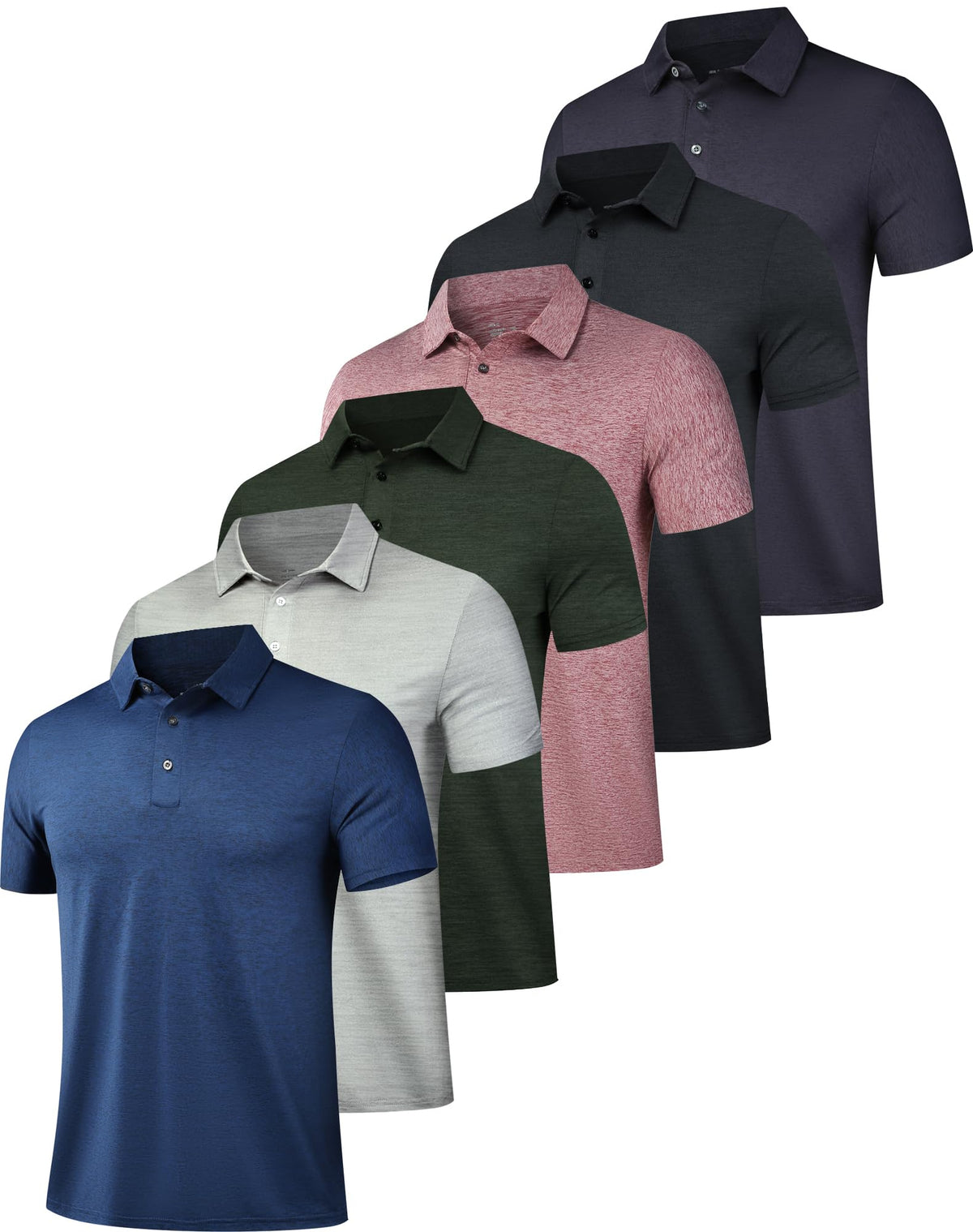 OYGSieg 6 Pack Mens Polo Shirst Short Sleeve Collared Golf Polos