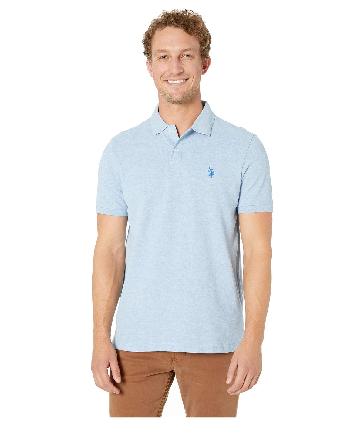 U.S. Polo Assn. Men's Classic Polo Shirt, Two-Button Closure Pique Polo Shirt, Summer Fashion Golf Shirt