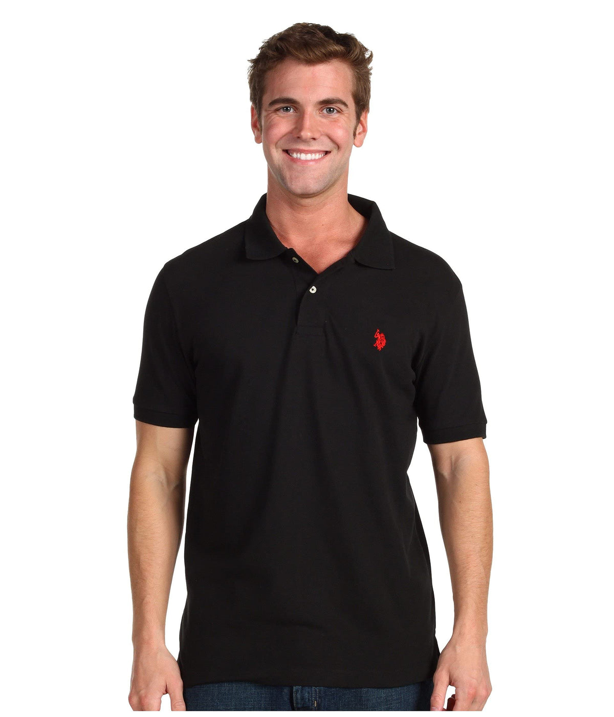 U.S. Polo Assn. Men's Classic Polo Shirt, Two-Button Closure Pique Polo Shirt, Summer Fashion Golf Shirt