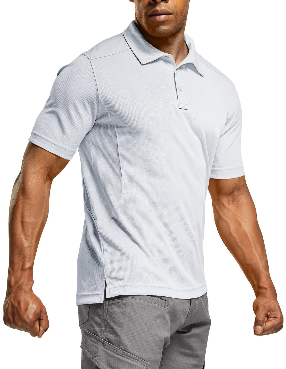 CQR Men's Quick Dry Tactical Polo Shirt, Lightweight Breathable Performance Polo, Short Sleeve UPF 50+ Outdoor Golf Shirt