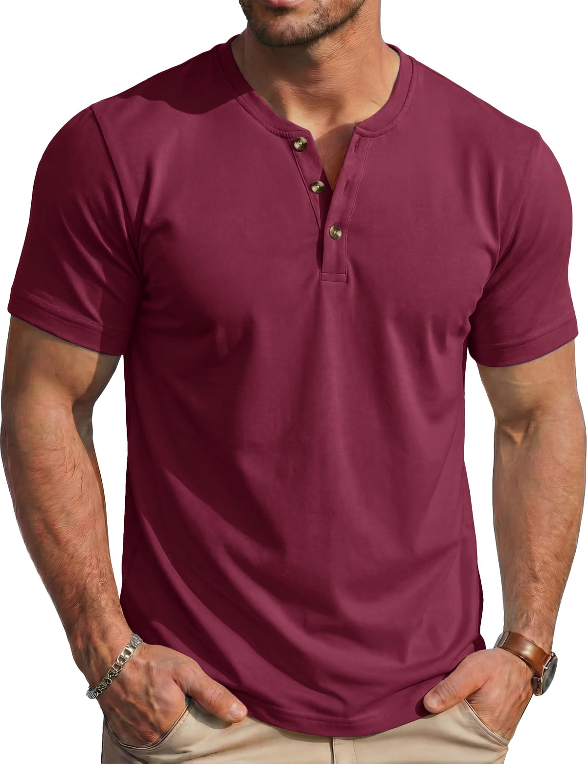 MAGCOMSEN Men's Henley Short Sleeve Shirt Moisture Wicking Lightweight Cotton T-Shirts Casual Summer Basic Tee Shirt