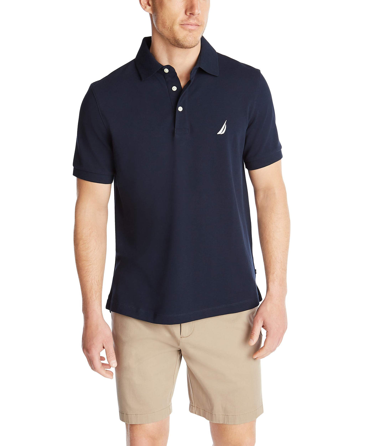 Nautica Men's Short Sleeve Solid Stretch Cotton Pique Polo Shirt
