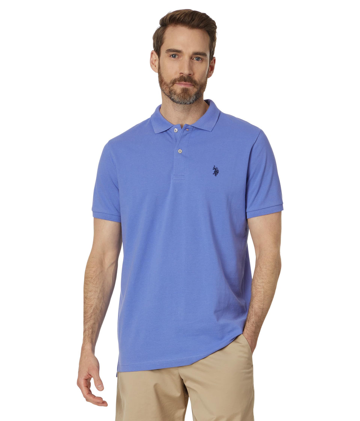 U.S. Polo Assn. Men's Classic Polo Shirt, Two-Button Closure Pique Polo Shirt, Summer Fashion Golf Shirt