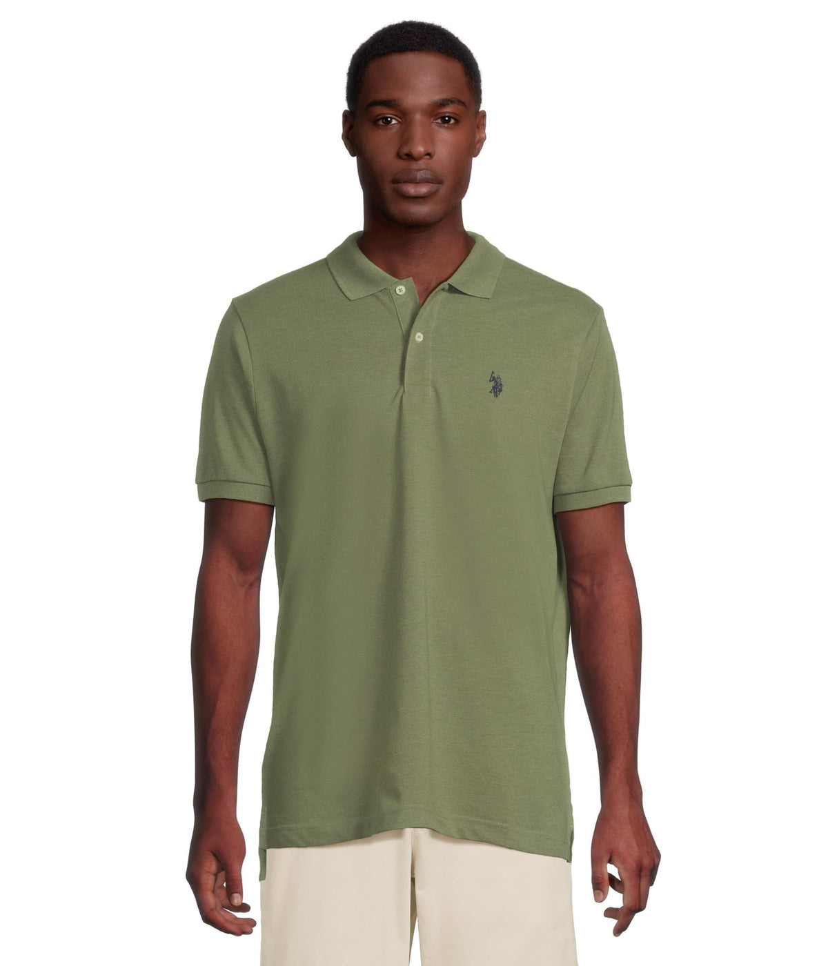 U.S. Polo Assn. Men's Classic Polo Shirt, Two-Button Closure Pique Polo Shirt, Summer Fashion Golf Shirt