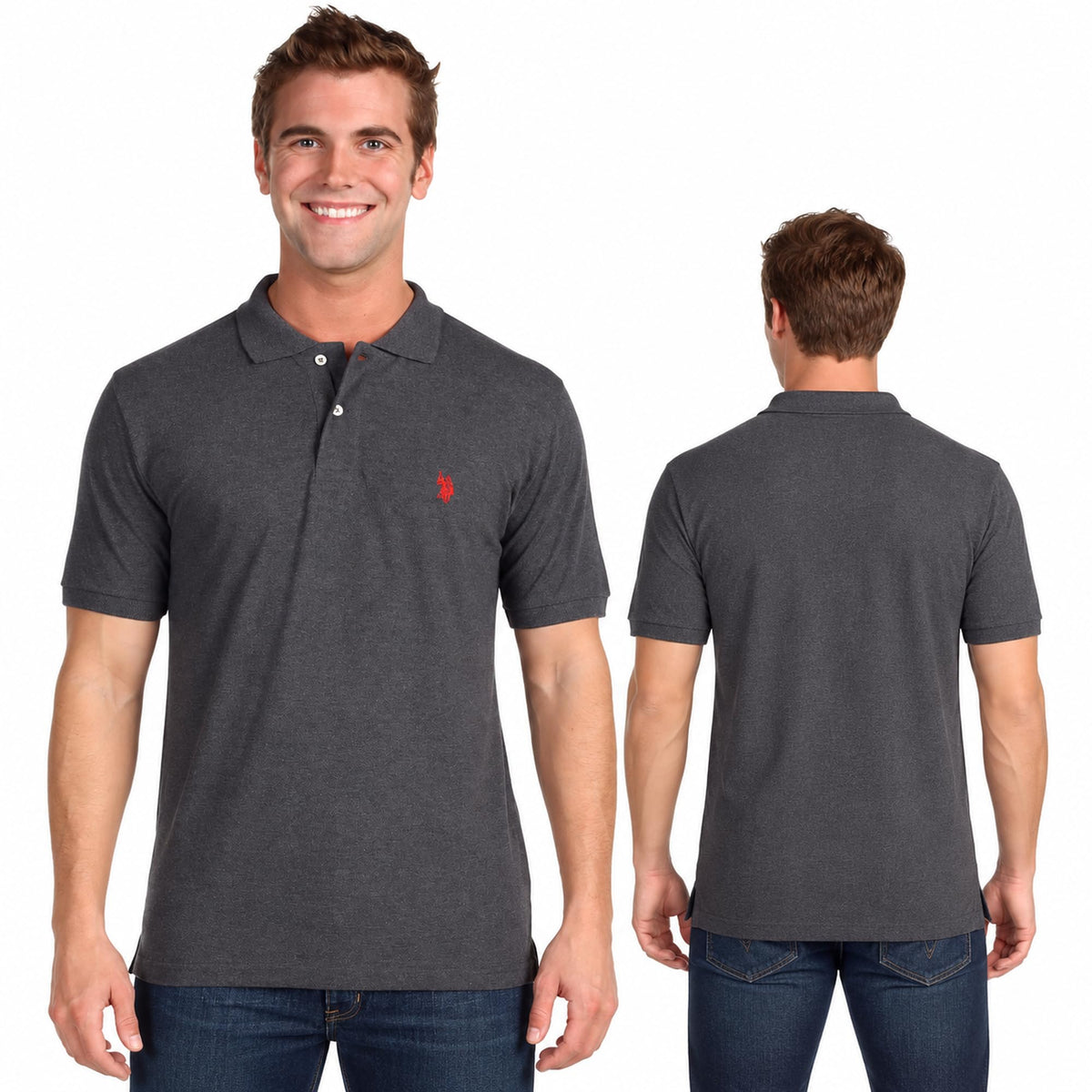 U.S. Polo Assn. Men's Classic Polo Shirt, Two-Button Closure Pique Polo Shirt, Summer Fashion Golf Shirt