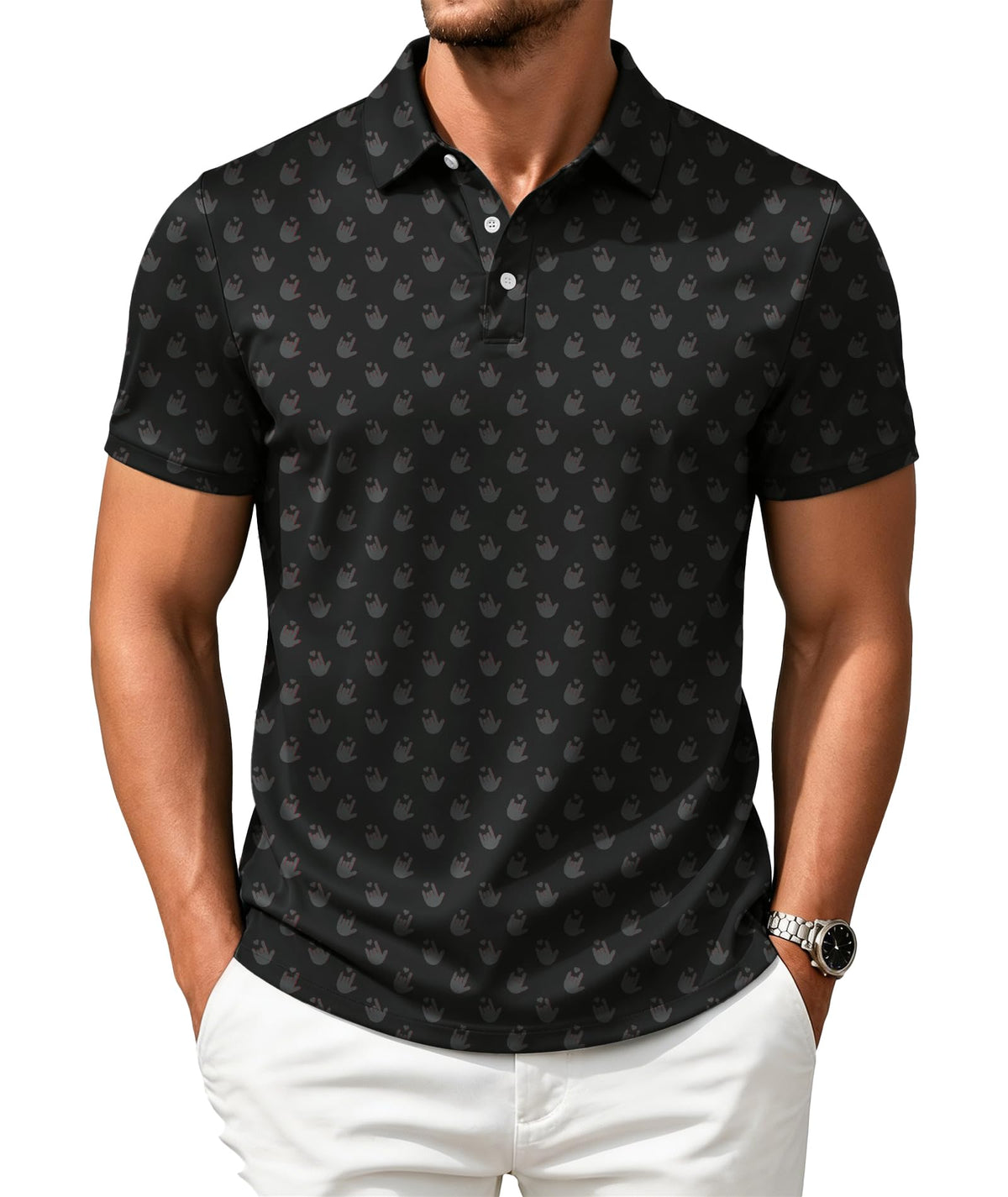 ZITY Mens Golf Shirts Short Sleeve Print Moisture Wicking Polo Shirt