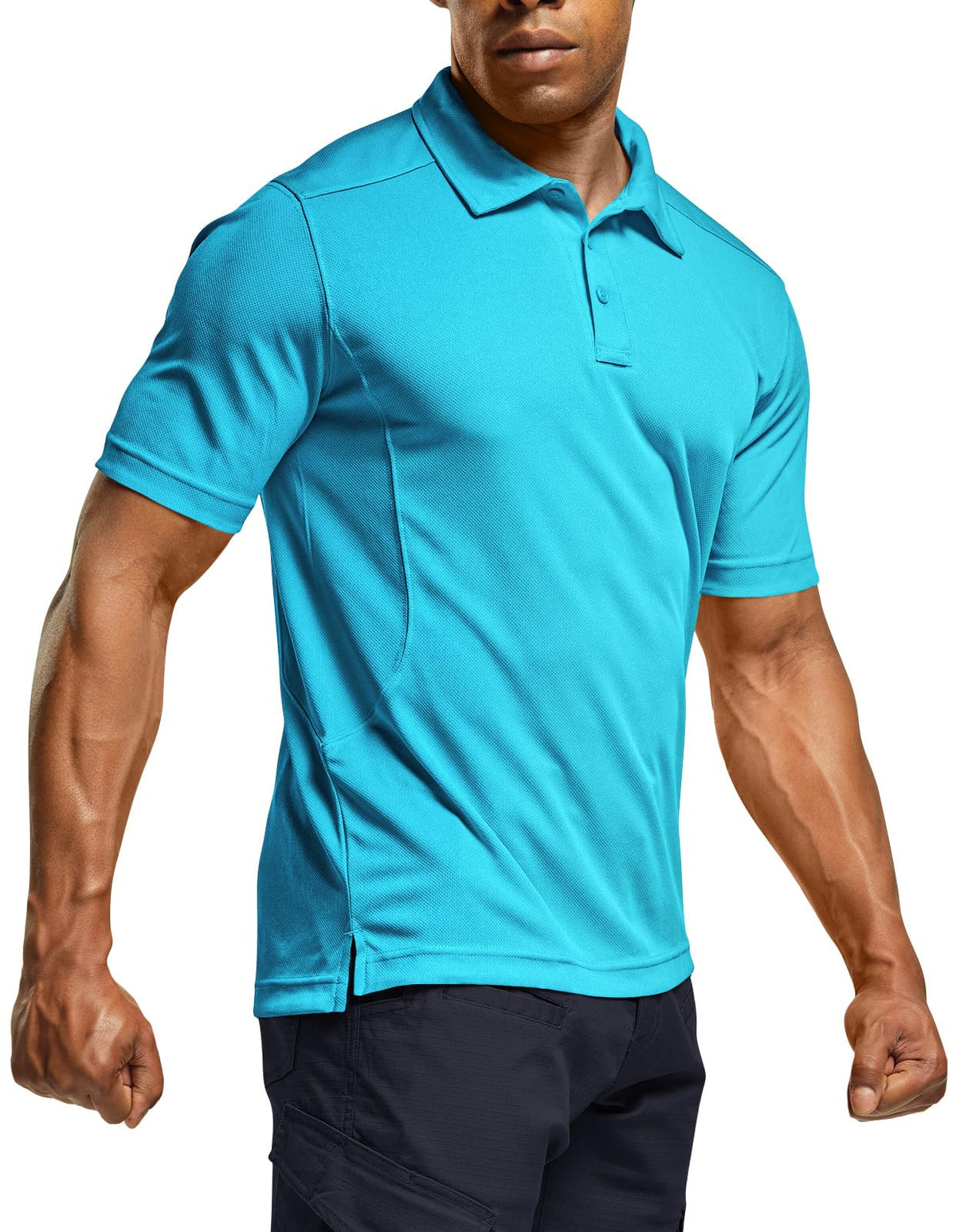 CQR Men's Quick Dry Tactical Polo Shirt, Lightweight Breathable Performance Polo, Short Sleeve UPF 50+ Outdoor Golf Shirt