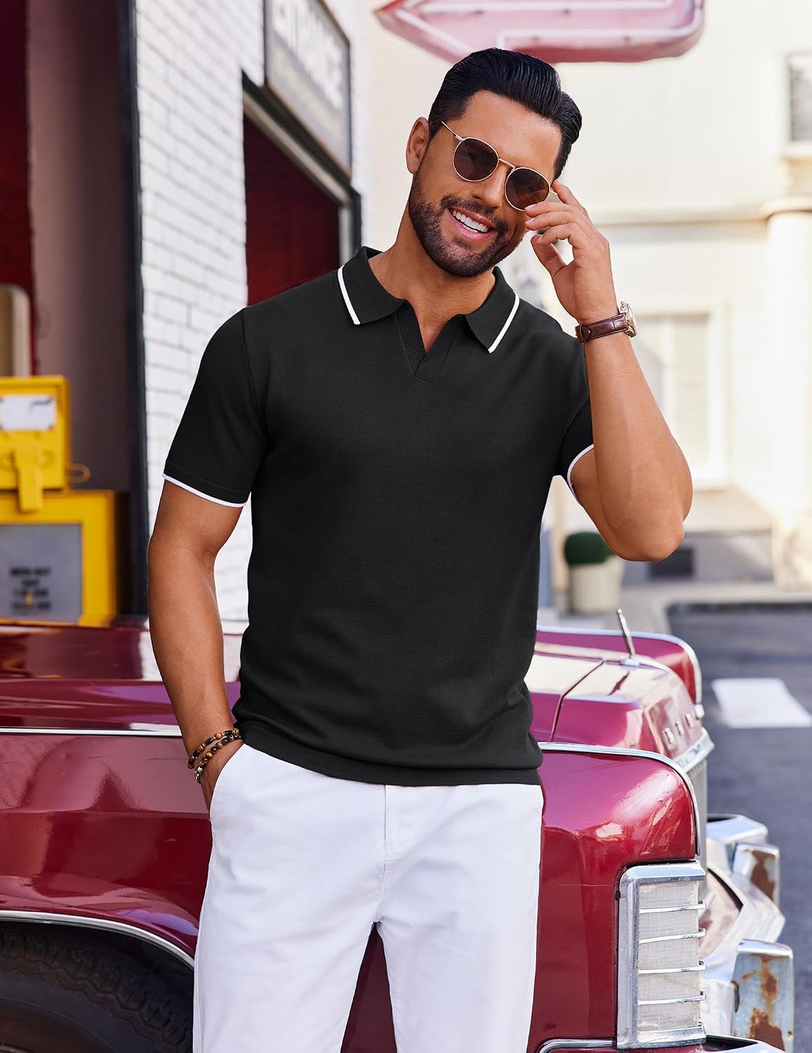 COOFANDY Mens Polo Shirts Short Sleeve Casual Knit Polo Shirt Golf T Shirt