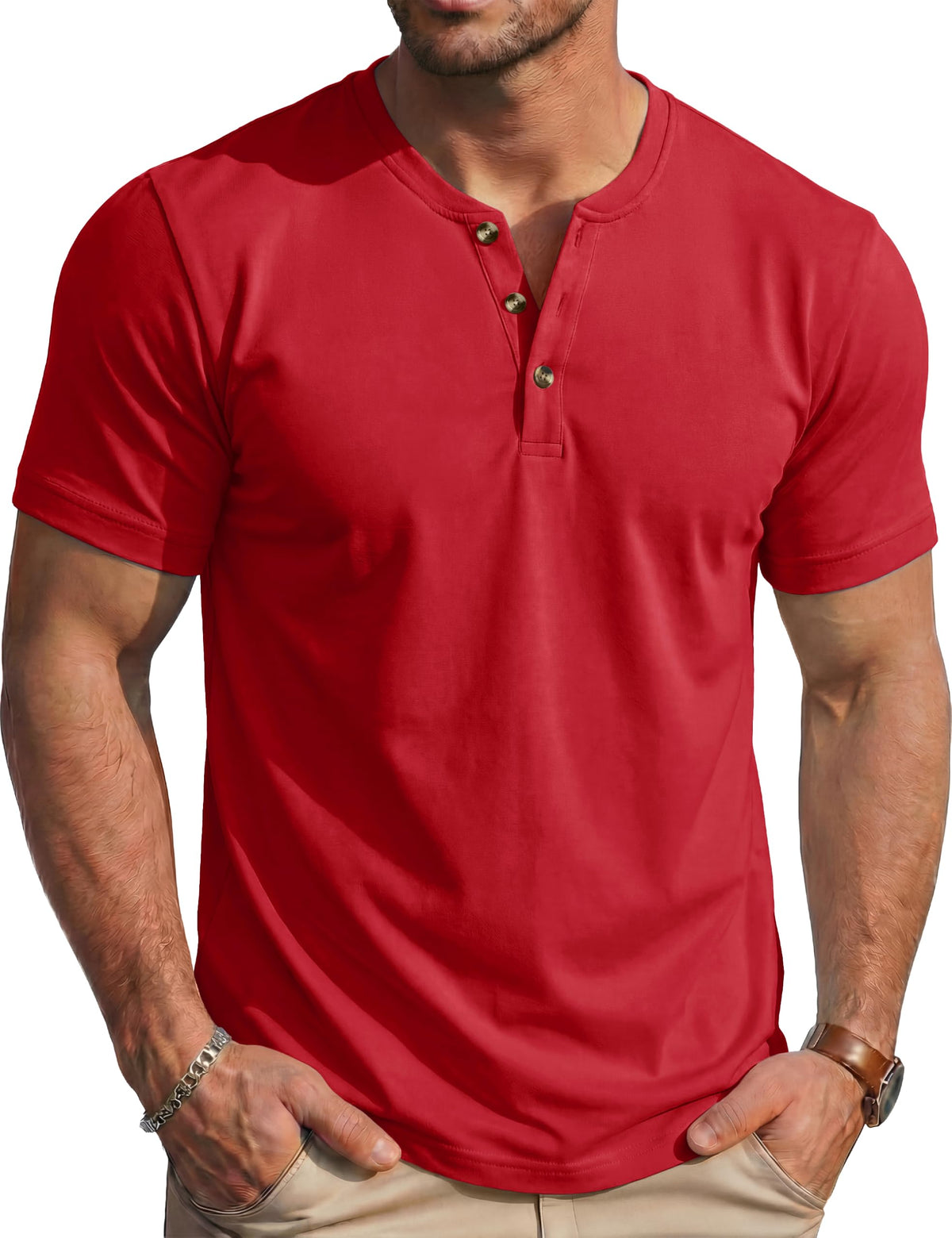 MAGCOMSEN Men's Henley Short Sleeve Shirt Moisture Wicking Lightweight Cotton T-Shirts Casual Summer Basic Tee Shirt