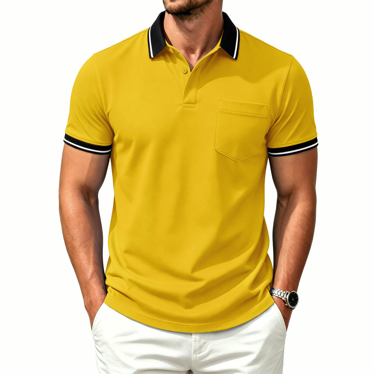 ZITY Mens Polo Shirts Short Sleeve Casual Collared Golf Shirts with Pocket
