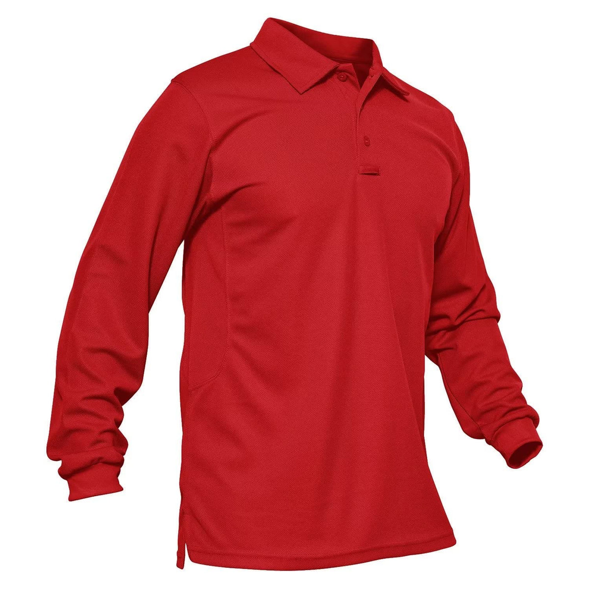 MAGCOMSEN Men's Polo Shirts 3 Button Quick Dry Performance Long Sleeve Tactical Shirts Pique Jersey Golf Shirt