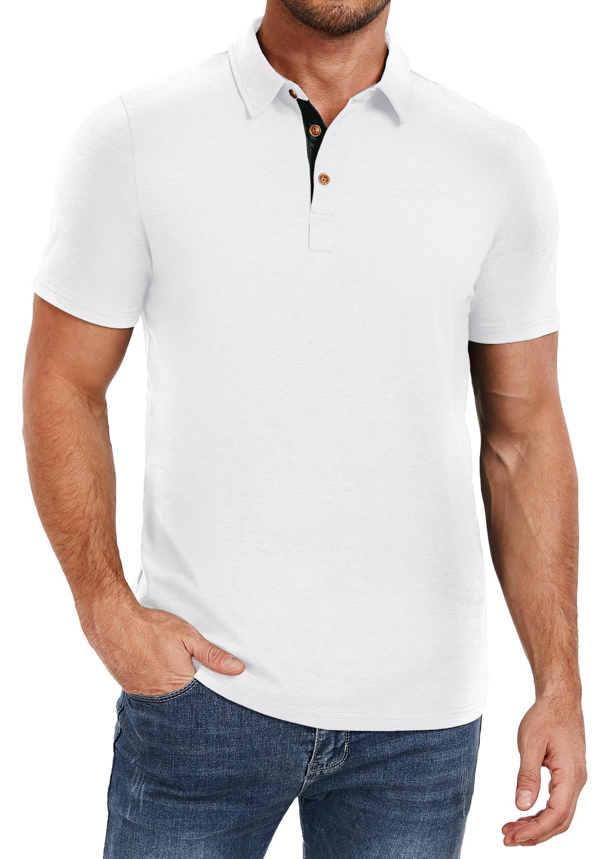 PEGENO Mens Polo Shirts Short Sleeve Casual Cotton Golf Shirts Performance Polo Shirts for Men