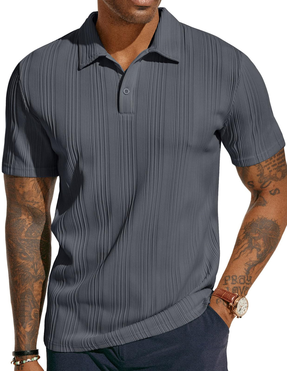 PJ PAUL JONES Mens Polo Shirts Short Sleeve Textured Knit Polos