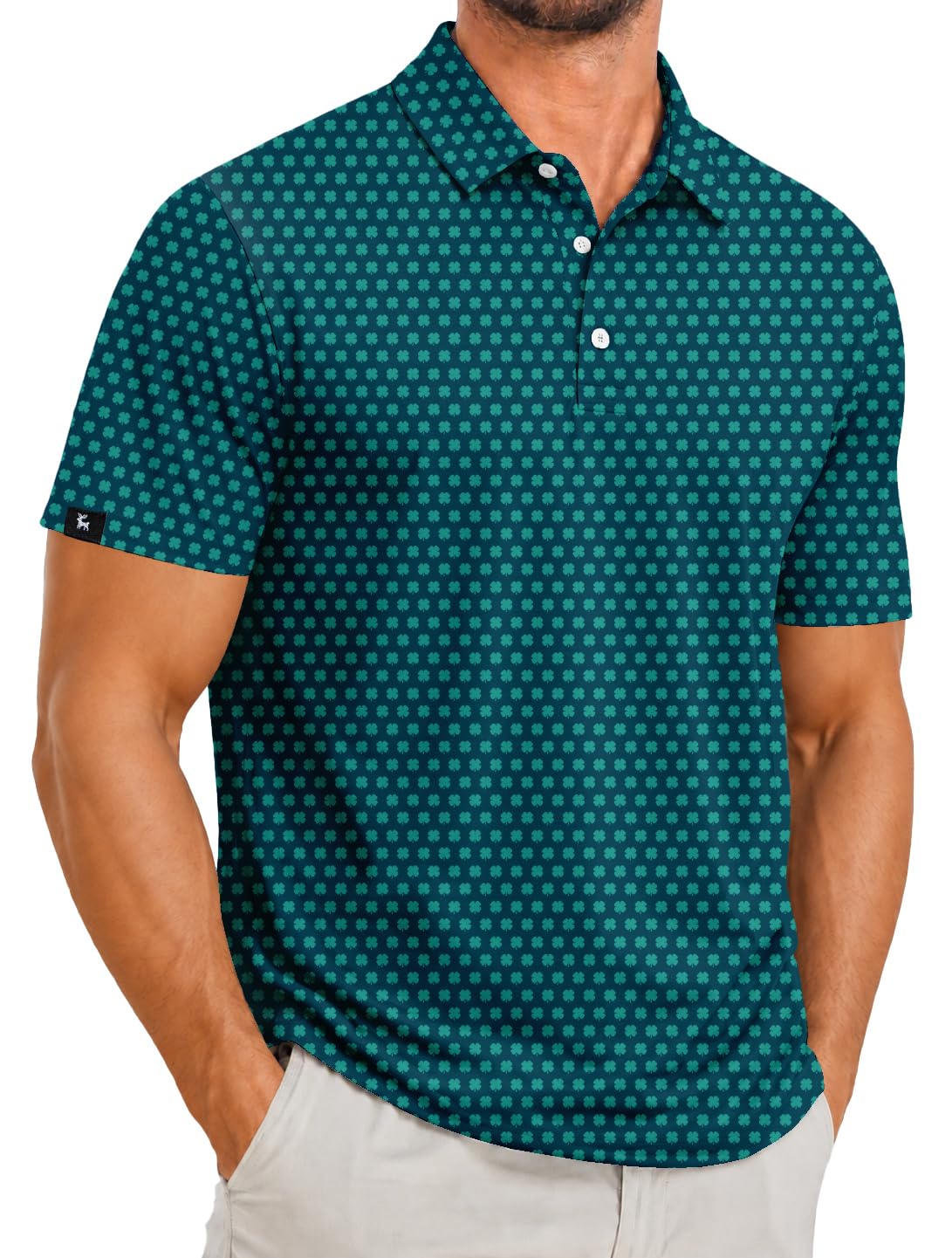 ZITY Men's Golf Polo Shirts Short Sleeve Print Patterns Moisture Wicking